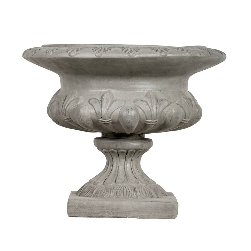 Christopher Knight Home - 18.5"H Classical Floral-Carved MGO Pedestal Urn Planter for Garden & Front Porch