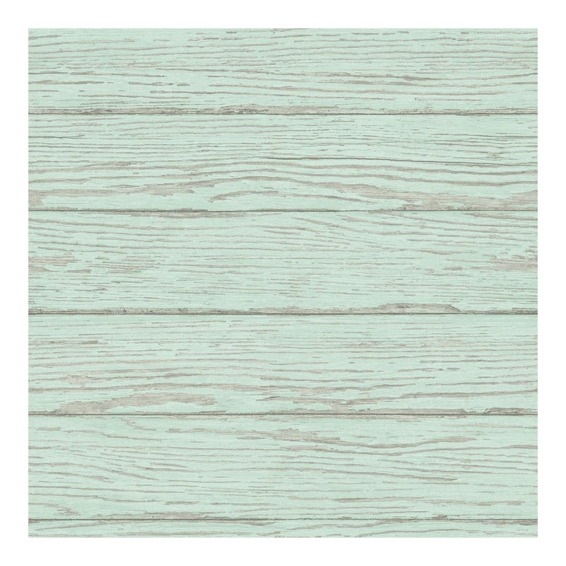 Chesapeake Rehoboth Mint Distressed Wood Wallpaper - 20.5 x 396 x 0.025