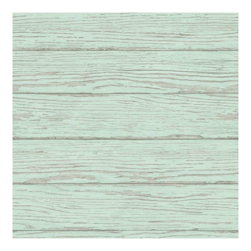 Chesapeake Rehoboth Mint Distressed Wood Wallpaper - 20.5 x 396 x 0.025