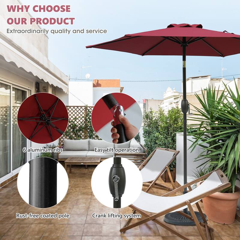 7.5ft * 7.5ft Patio Umbrella with Crank and Push Button Tilt,Outdoor Table Market Umbrella with Aluminum Pole