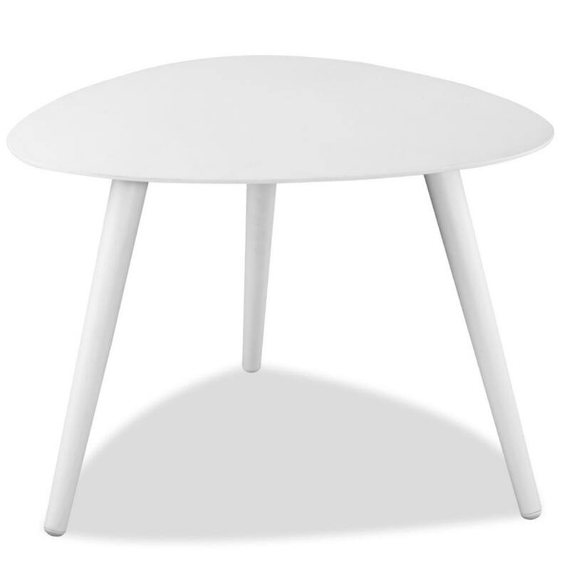 Small White Metal End Table Modern Triangle Side Table for Living Room - 17” x 19” x 14”