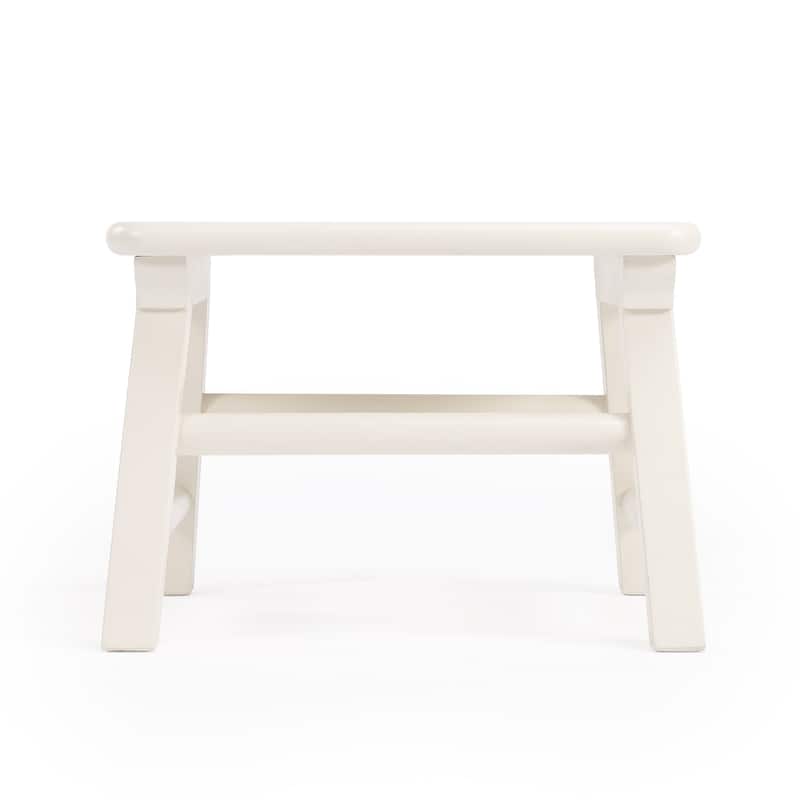 HomeRoots 10" White Solid Wood Step Stool - 10"H x 14"W x 12"D