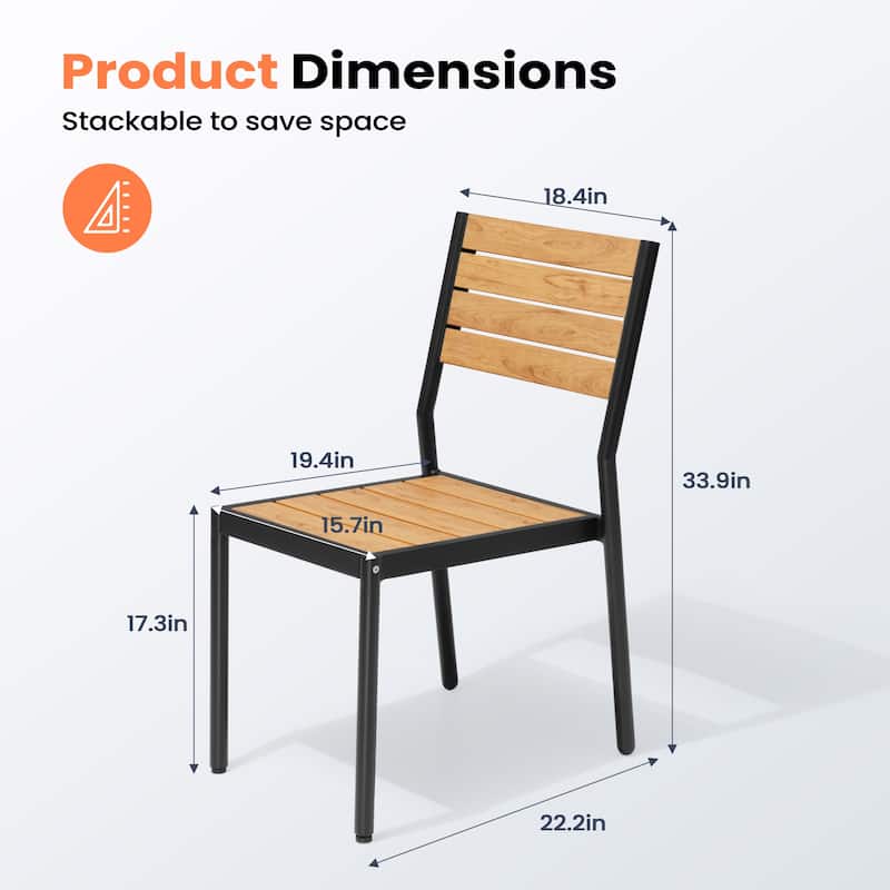 Pellebant Outdoor Patio Aluminum Stackable Dining Chairs - 19.4in D x 15.7in W x 33.9in H