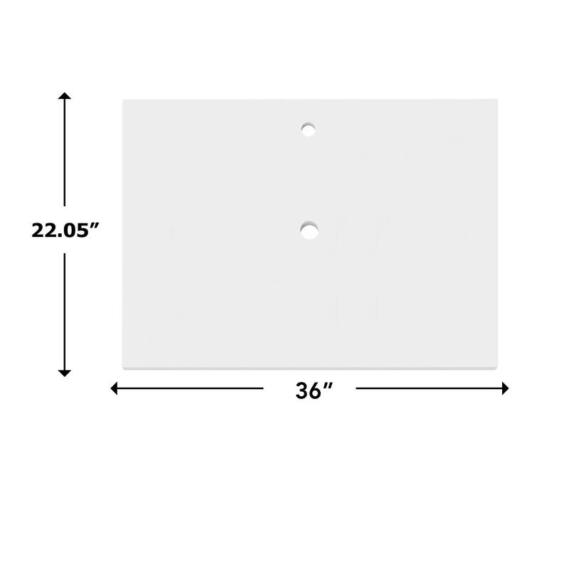 Thin Modern White Solid Surface Vanity Countertop - Sizes 24", 30", 36", 48", 60", 72", 84" - 36" x 22"