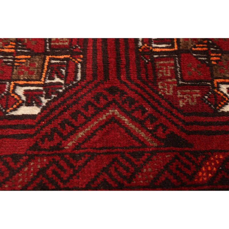 ECARPETGALLERY Hand-knotted Baluch Red Wool Rug - 3'2 x 6'1