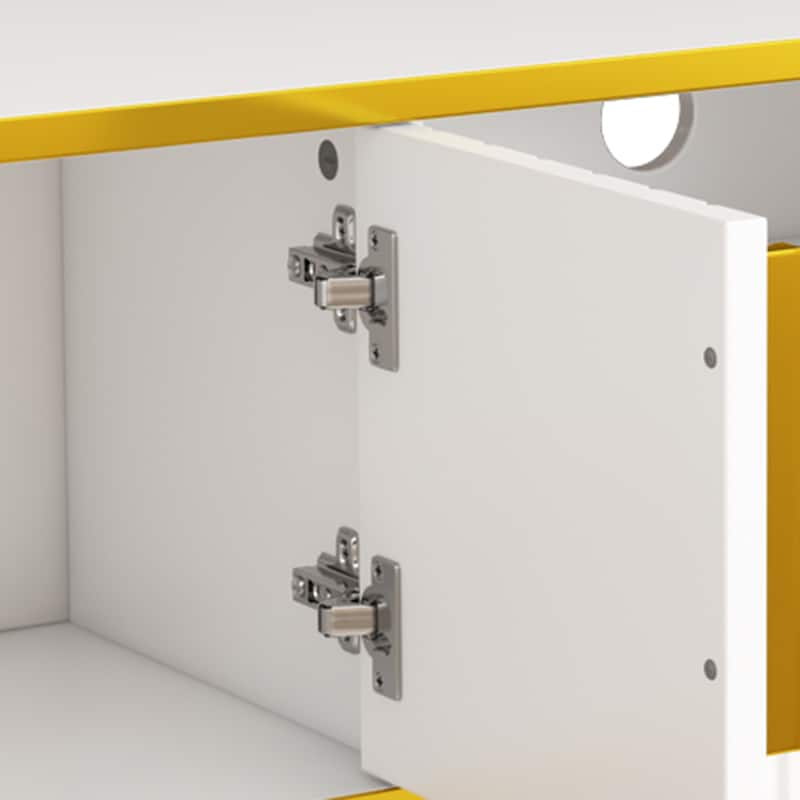 White+Gold 78.8" TV Stand with Open Storage Shelf, Cabinets and Drawers for TVs Up to 85"