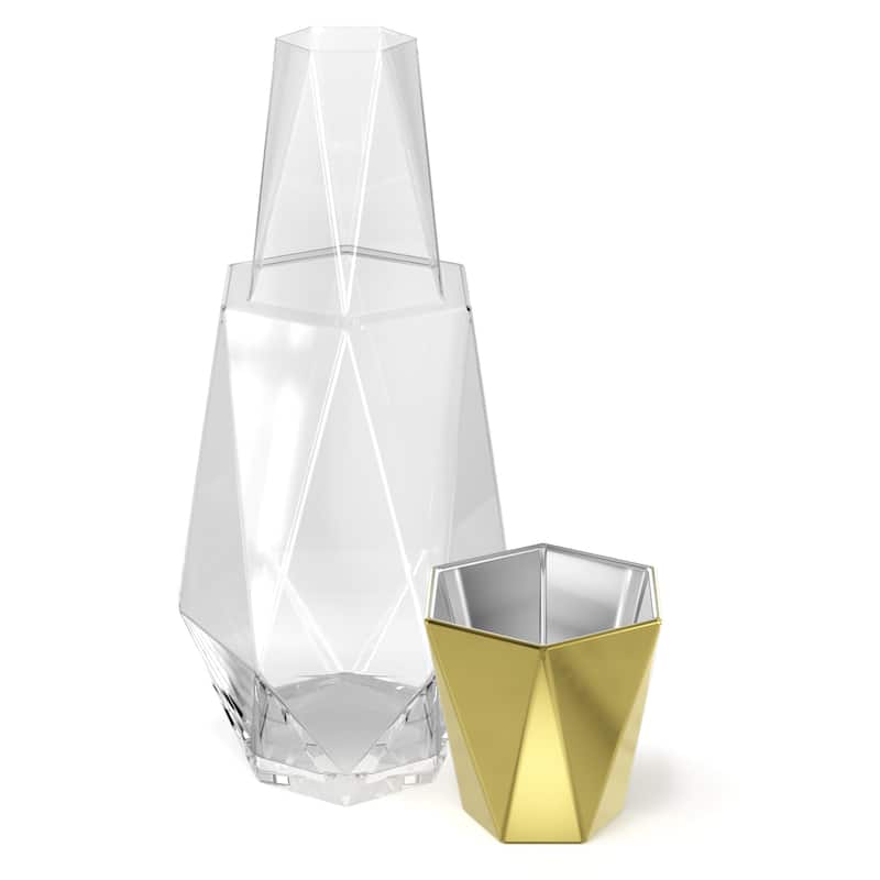 Geometric Gold Carafe Set - 37.18Oz - Clear/Gold
