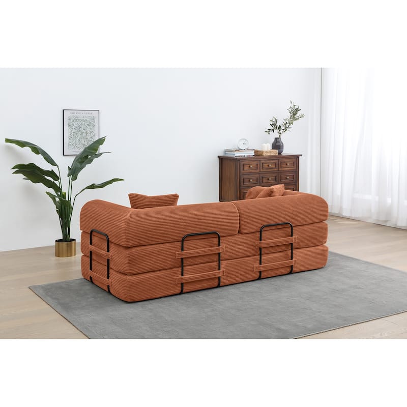 Twilight 2 - Piece Convertible Sleeper Sofa Bed, Corduroy Folding Mattress Couch with Fixed-Shape Framefor Cozy Living Spaces