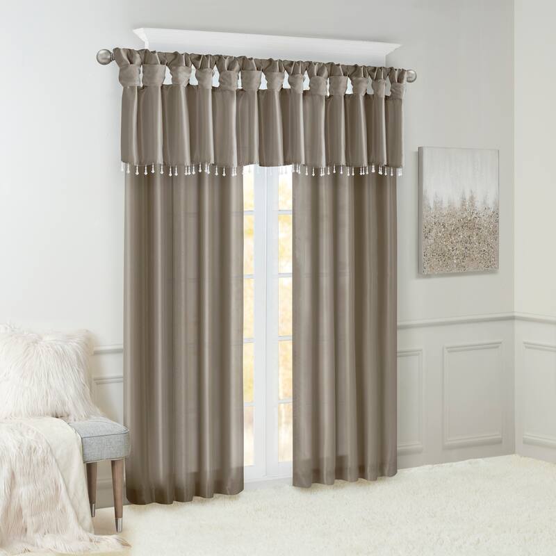 Madison Park Natalie Lightweight Faux Silk Valance with Beads - 50x26"