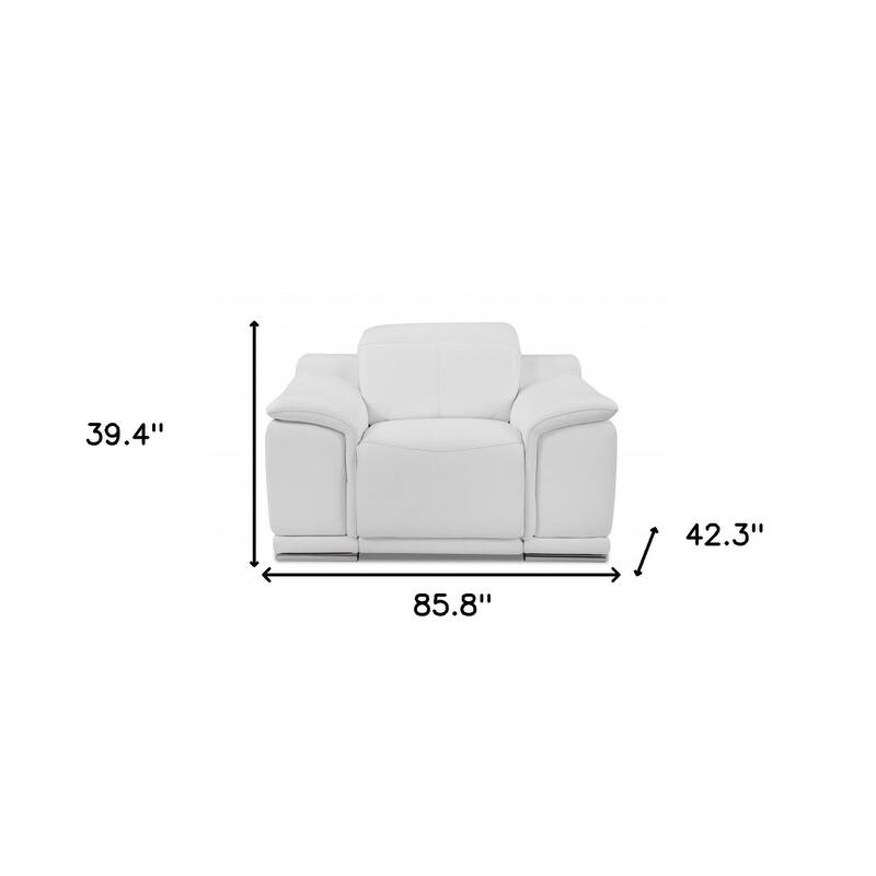 HomeRoots Three Piece Indoor White Italian Leather Six Person Seating Set