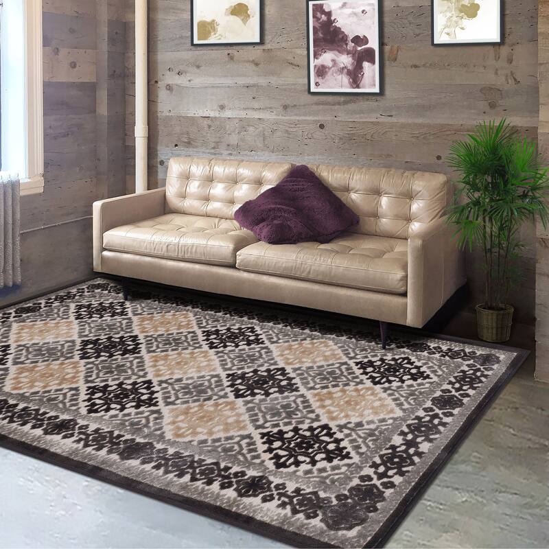 Superior Floral Medallion Sculpted High-Low Pile Polyester Area Rug