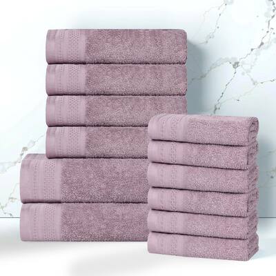 Superior Combed Cotton Highly Absorbent Honeycomb Jacquard and Solid 12-Piece Towel Set