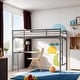 preview thumbnail 1 of 6, Modern Twin Metal Loft Bed with Desk, Ladder and Guardrails, Bookdesk under bed, Sturdy Construction & Safety Guaranteed, Grey Grey