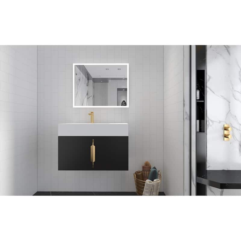 Amazon 30" Wall Mounted Bathroom Left Basin Vanity Set w/ White Top