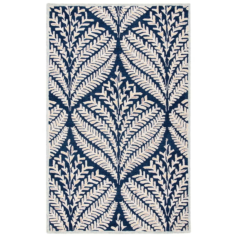 SAFAVIEH Handmade Capri Ilianka Wool Rug - 5' x 8' - Navy/Ivory - Rectangle
