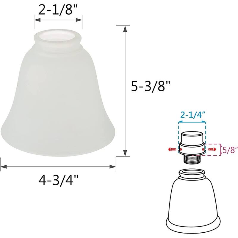 Aspen Creative Ceiling Fan Glass Shade. Frosted Finish. 5-3/8" Height x 4-3/4" Diameter. 2-1/8" Fitter Size
