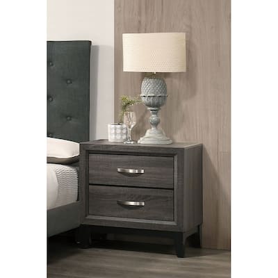 Bedroom Furniture Rustic Oak Simple 1pc Nightstand 2-Drawers Bed Side Table Solidwood