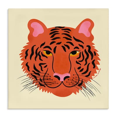 Stupell Modern Wild Tiger Face Canvas Wall Art Design By Carrie Cantwell