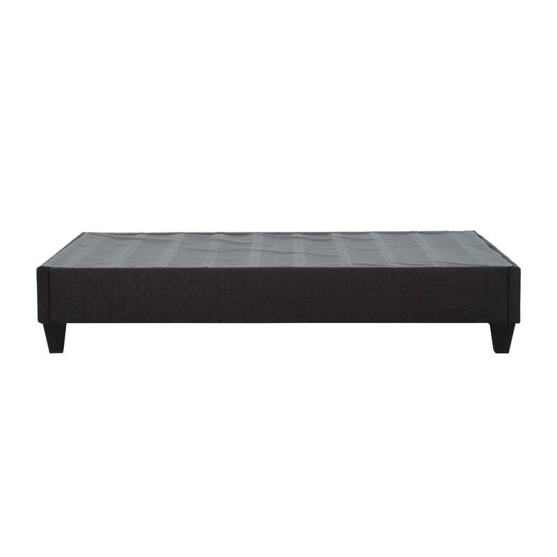 Modern Bedroom Upholstered Queen-Size Platform Bed Base, Wooden Mattress Foundation Bed Frame, Dark Grey