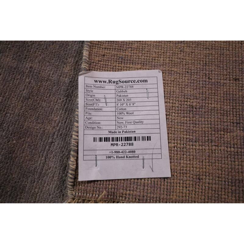 Gray & Beige Modern Gabbeh Oriental Area Rug Handmade Wool Carpet - 6'8" x 8'10"