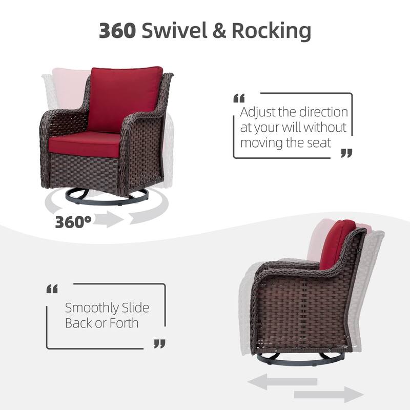 Outdoor 3 Pieces Wicker Patio Bistro Set with Premium Fabric Cushions for Yard