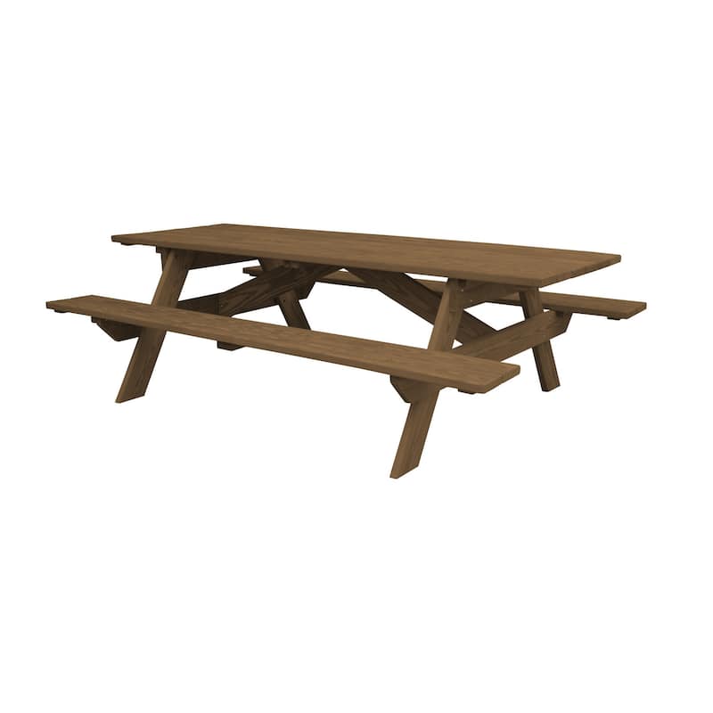 HomeRoots 94" Wood Brown Solid Wood Outdoor Picnic Table
