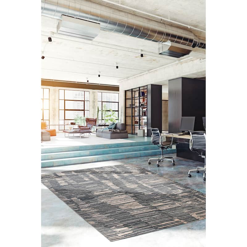 ECARPETGALLERY Hand-knotted Tangier Grey Wool Rug - 6'7 x 9'10