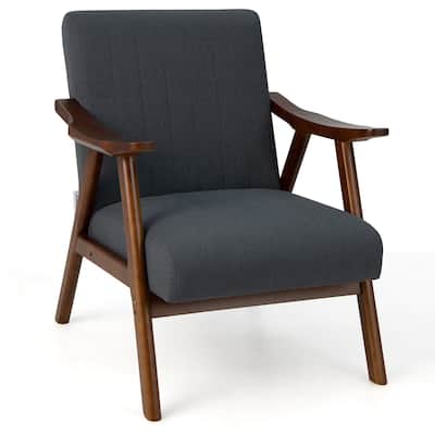 Gymax Upholstered Rocking Chair w/ Pillow Rocking Armchair w/ Rubber