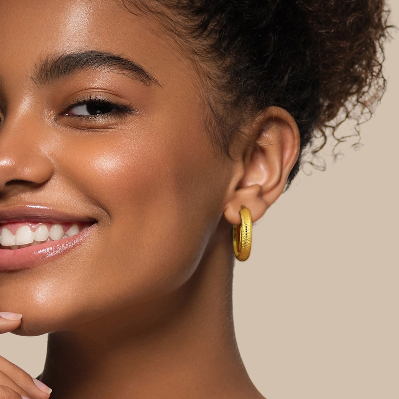 Miadora 19mm Diamond Cut Hoop Earrings in 14k Yellow Gold