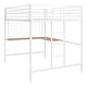 preview thumbnail 7 of 16, Full Size Metal All-in-One Loft Bed w/ Ladder, Safety Guard Rails, Desk & Metal Grid Platform Bed Upholstered Bed, Easy Assembly
