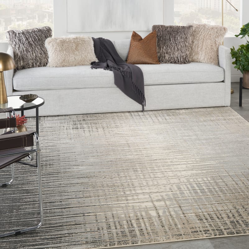 Nourison Soma Contemporary Abstract Area Rug - 7'10" x 9'10" - Grey/Ivory - Rectangle