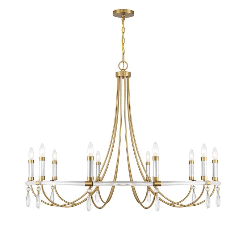Mayfair 10-Light Chandelier in Warm Brass and Chrome