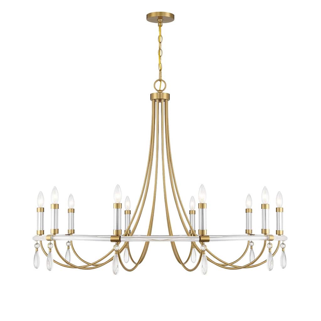 Mayfair 10-Light Chandelier in Warm Brass and Chrome