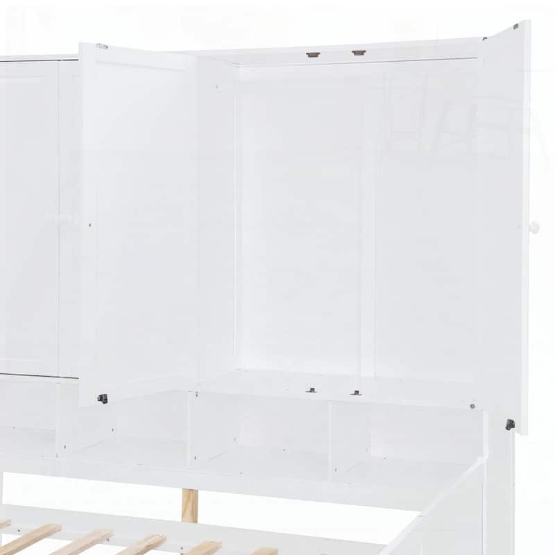 Wooden Daybed With Three Drawers and All-in-One Cabinet