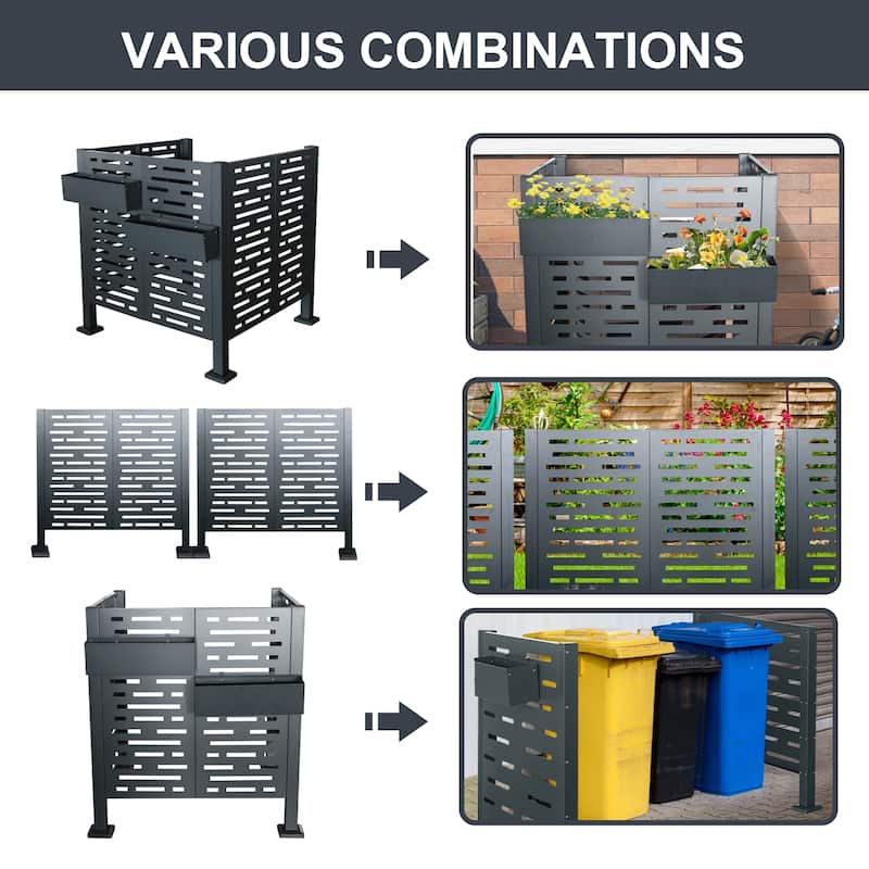 GDF Studio - Runham Outdoor Metal Privacy Fence Cover for AC with Galvanized Steel Panels