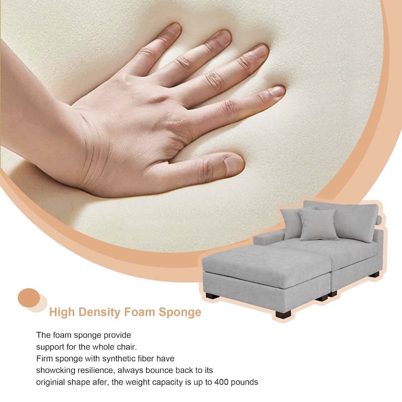 Oversized Chenille Modular Armchair And Ottoman Set Living Room Set