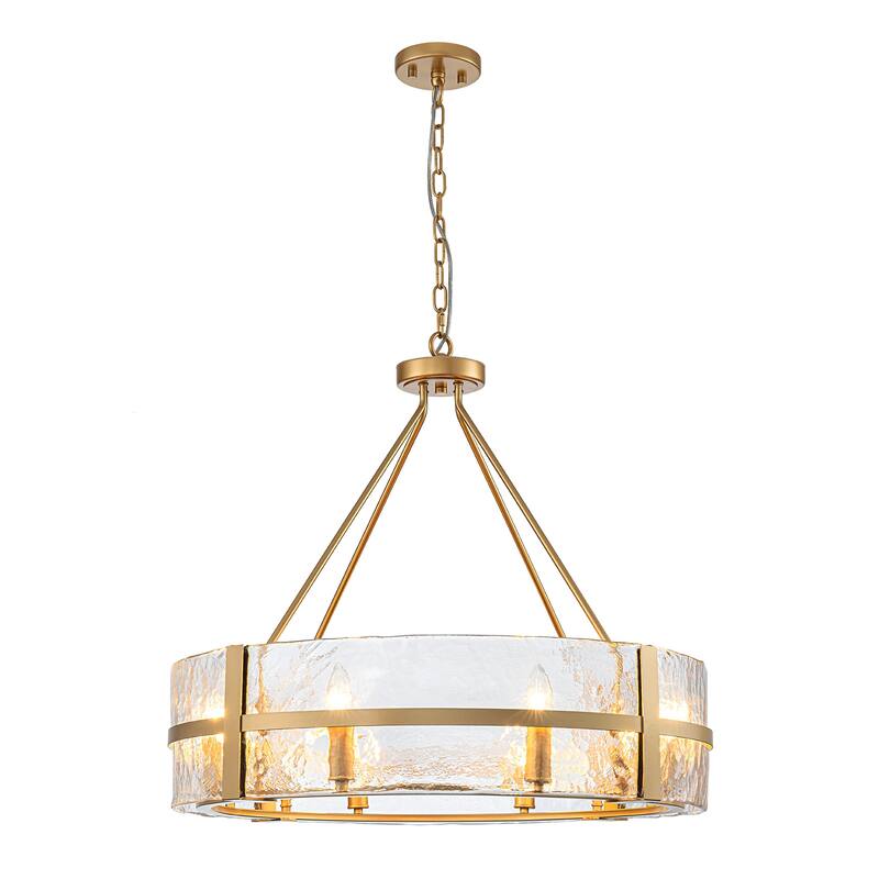 Dimmable Large Drum Glass Chandelier for Dining Room High Ceiling Living Room
