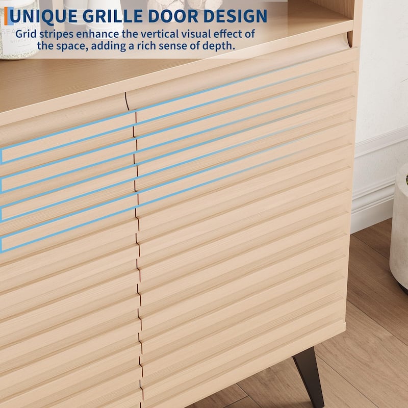 Coffee Bar Cabinet, Kitchen Storage Cabinet with Drawer and Adjustable Shelves, Buffet Sideboard