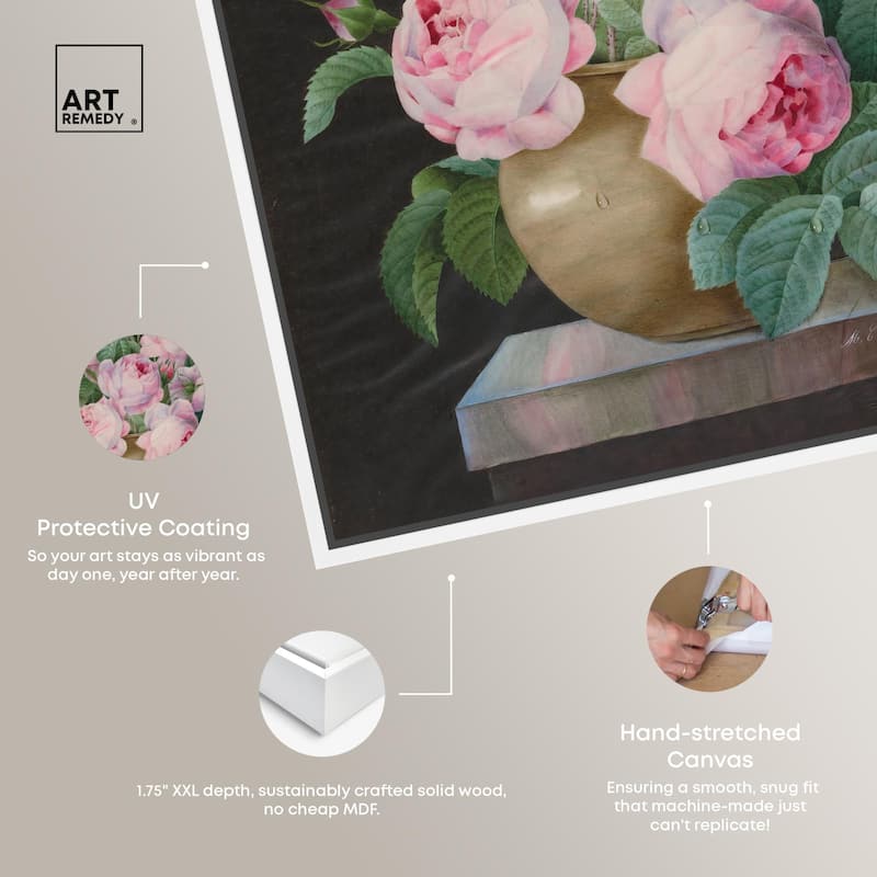 Pink Roses in a Vase Canvas by Art Remedy