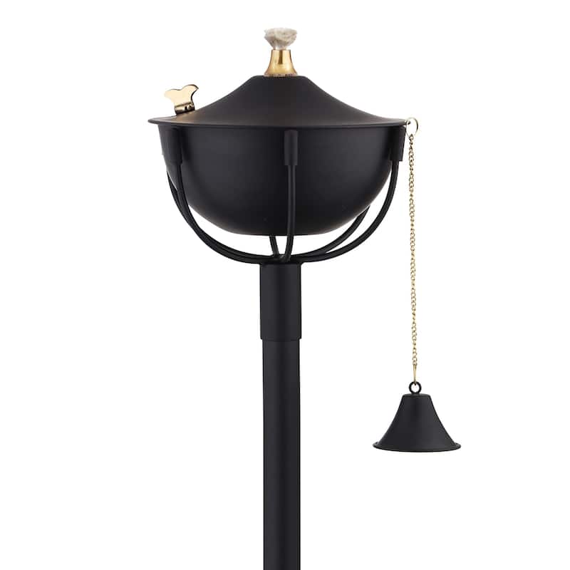 Maui Tiki Style Torch with 54" Pole - Smooth Black - 1 Pack
