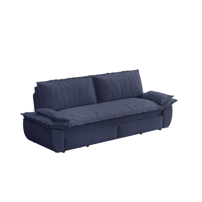 GDFStudio - Corduroy 73.2" 3-in-1 Convertible Pull Out Sofa Bed