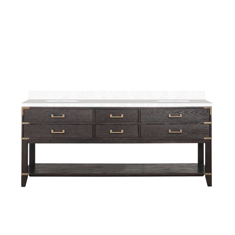 Norwalk 60 in W x 22 in D Black Oak Double Bath Vanity and Cultured Marble Top