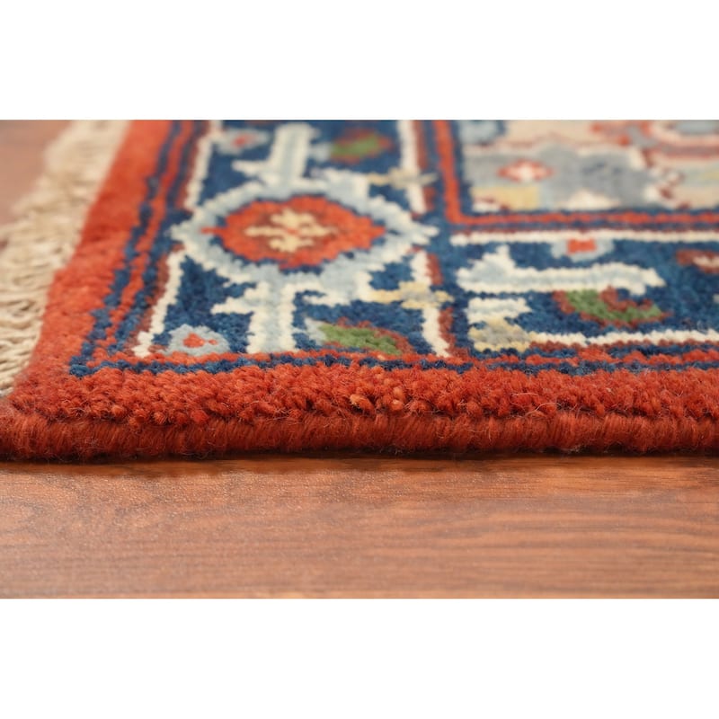 Hand Knotted Oriental 100% Wool Carpet Traditional Medallion Oranges & Rust Heriz (serapi) Area Rug - 5' 1'' X 3' 0''