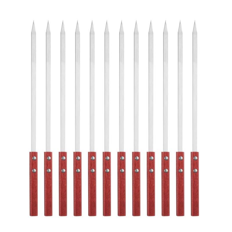 12pcs Kebob Skewers 40cmx10mmx2mm Flat Sticks with Wood Handle