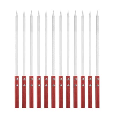 12pcs Kebob Skewers 40cmx10mmx2mm Flat Sticks with Wood Handle