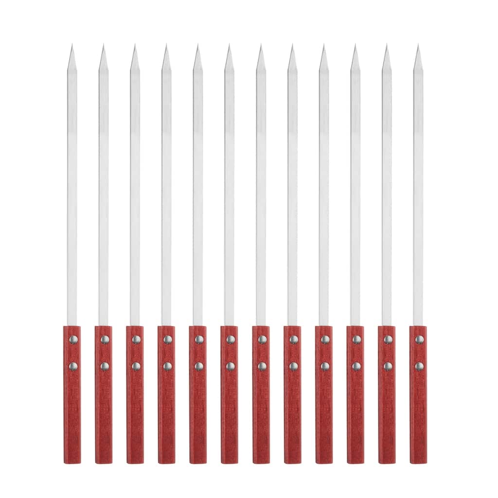 12pcs Kebob Skewers 40cmx10mmx2mm Flat Sticks with Wood Handle