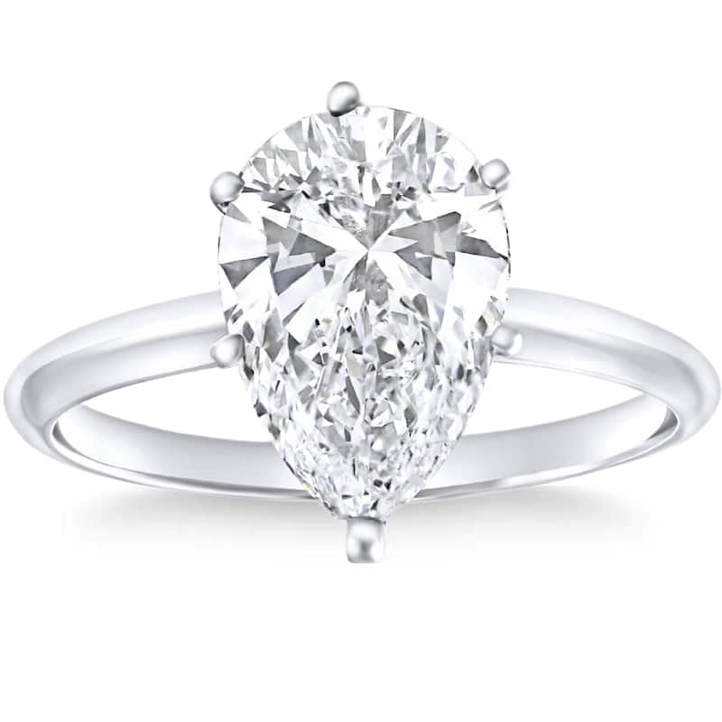 Bliss Diamond Certified 1.50Ct Pear Shape Diamond Solitaire Engagement Ring Gold Lab Grown - 4.5 - White