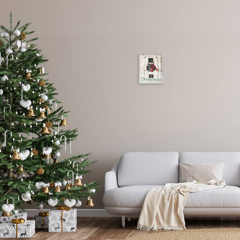 Stupell Merry Christmas Holiday Phrase Winter Nutcracker Framed Wall Art