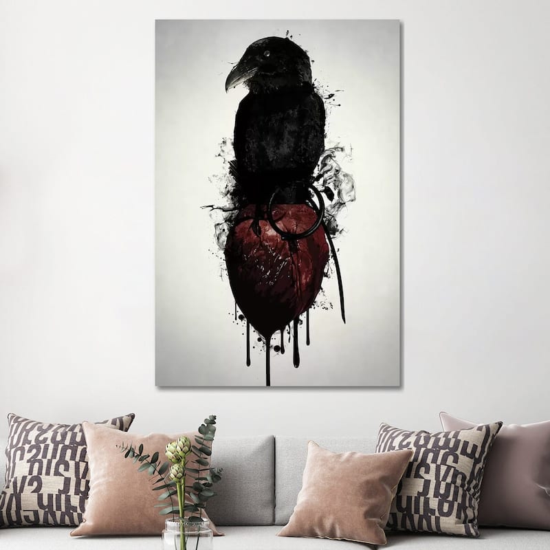 iCanvas "Raven and Heart Grenade" by Nicklas Gustafsson Canvas Print