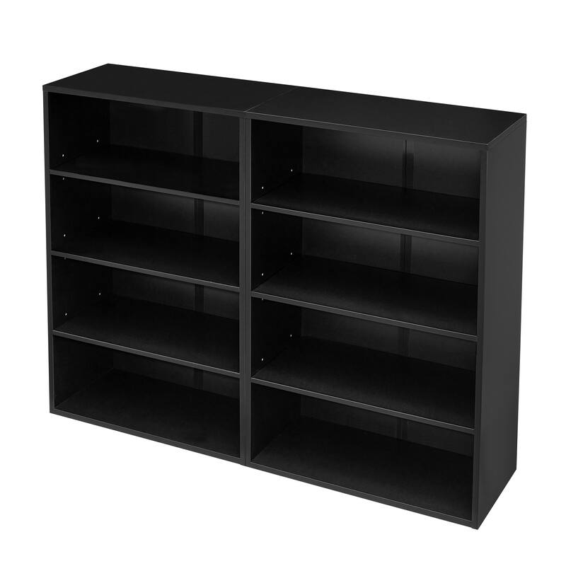 Anmytek Black Bookcase,Storage Cabinet,Adjustable shelf 8-layer storage Vertical Storage